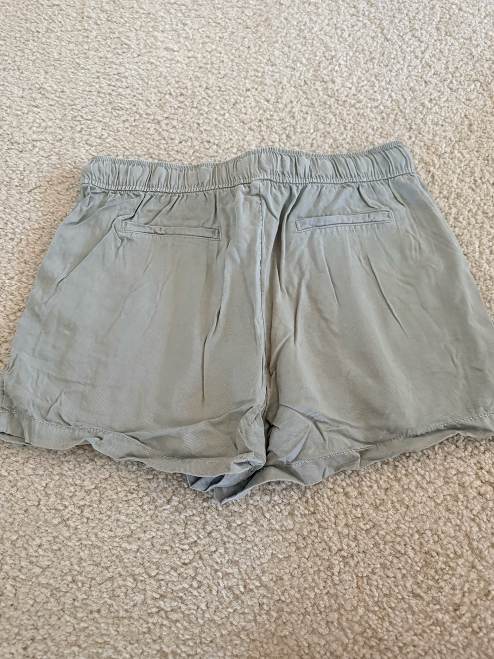 Women's Elastic-Waist Sage Green Drawstring Shorts - Picture 2 of 2